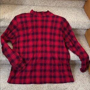 Lands' End Red and Black Plaid Long-Sleeve Pullover Size 2X Women 100% Cotton